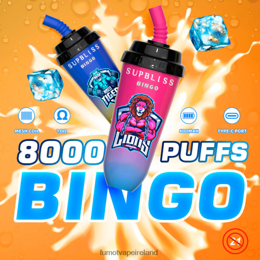 Fumot Supbliss Bingo 8000 Disposable Vape Pod Device - 16ML (1 Piece) T6F626397 | Fumot Discount Code Energy Drink